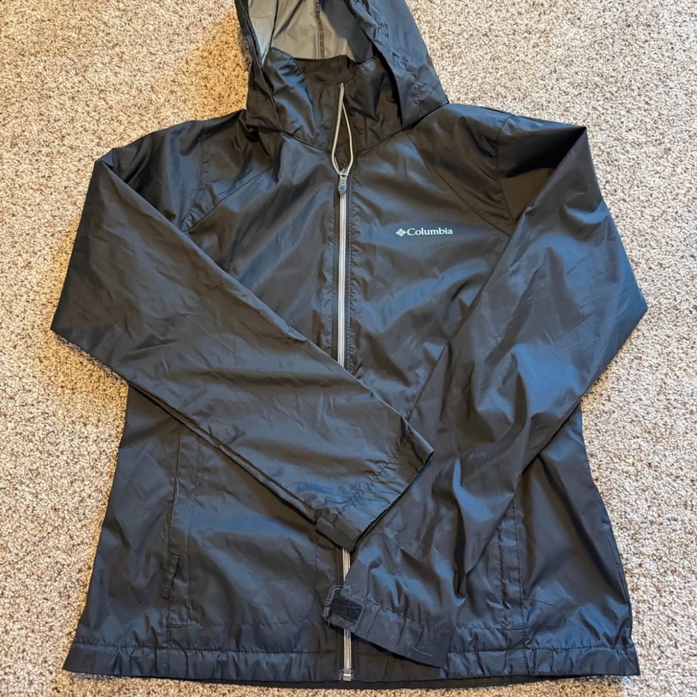 Columbia Charcoal Hooded Windbreaker